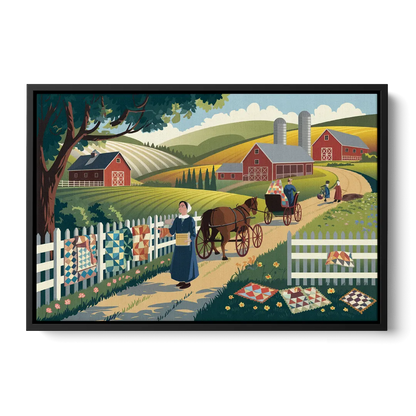 Lancaster Amish Farmlands Experience Front - Black Canvas Wall Art