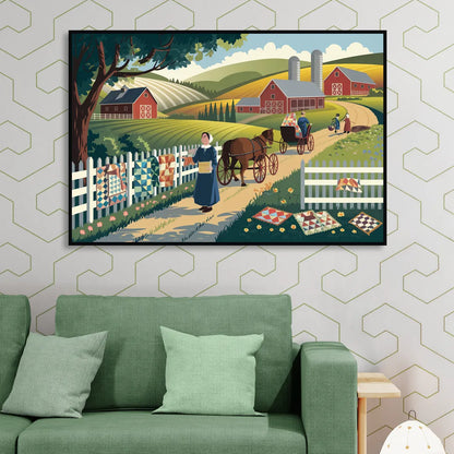 Lancaster Amish Farmlands Experience Living Room - Black Canvas Wall Art
