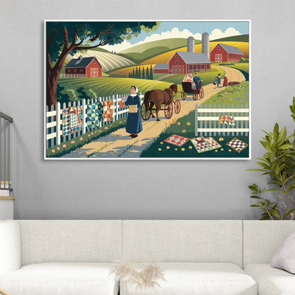 Lancaster Amish Farmlands Experience Sitting Room - White Canvas Wall Art
