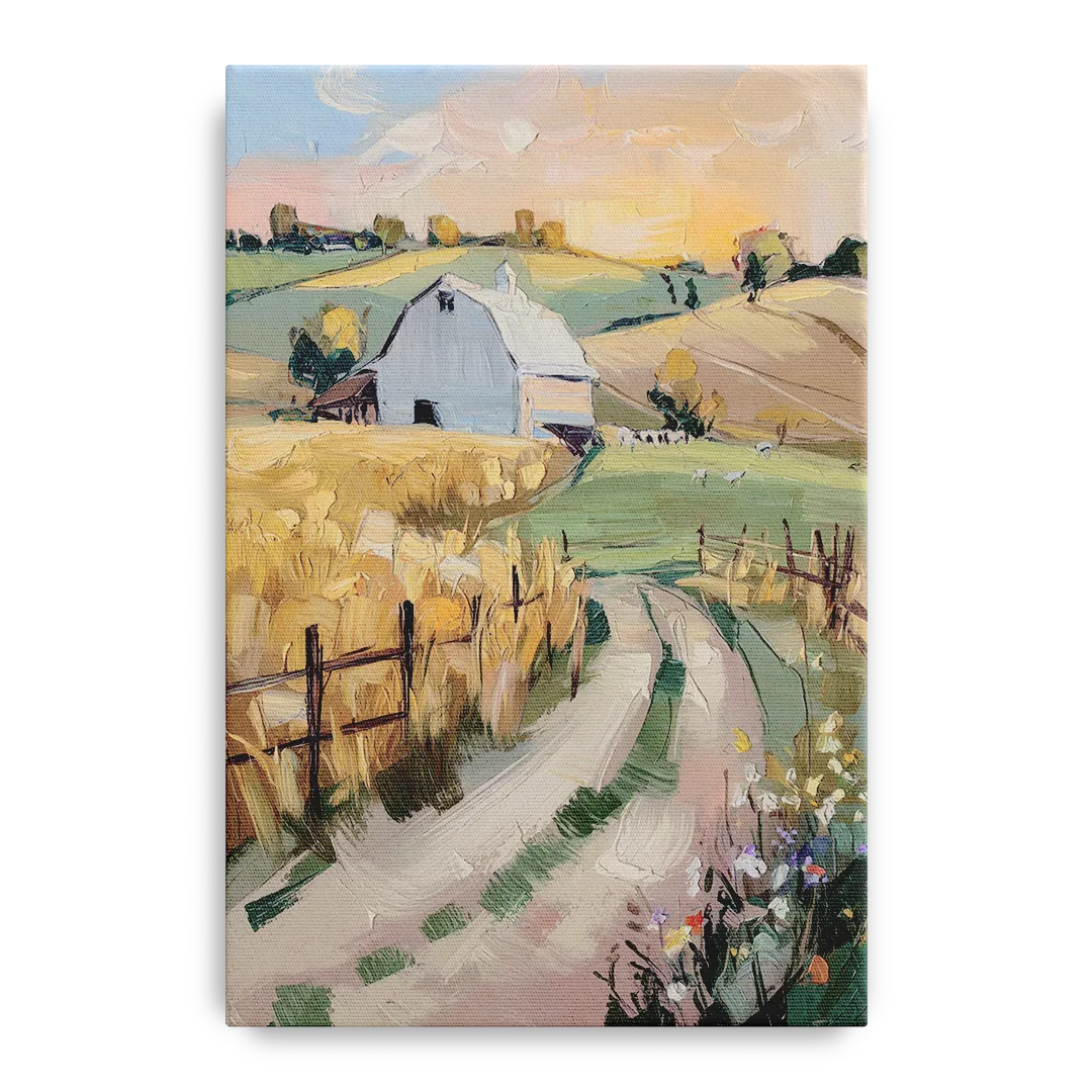 Lancaster Barns and Fields Front - Canvas Wall Art