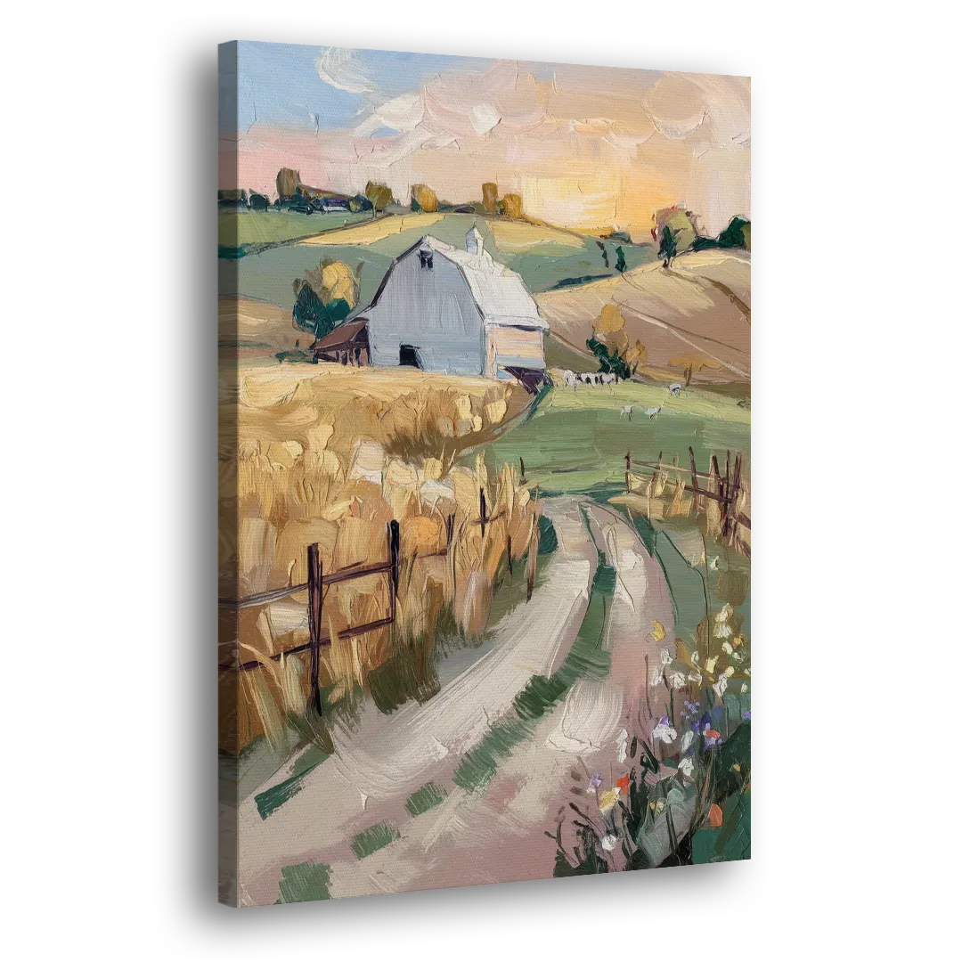 Lancaster Barns and Fields Side - Canvas Wall Art