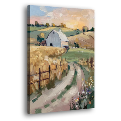 Lancaster Barns and Fields Side - Canvas Wall Art