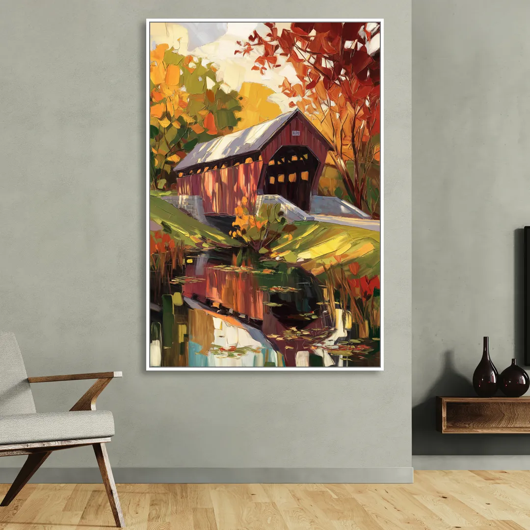 Lancaster Covered Bridges Living Room - White Canvas Wall Art