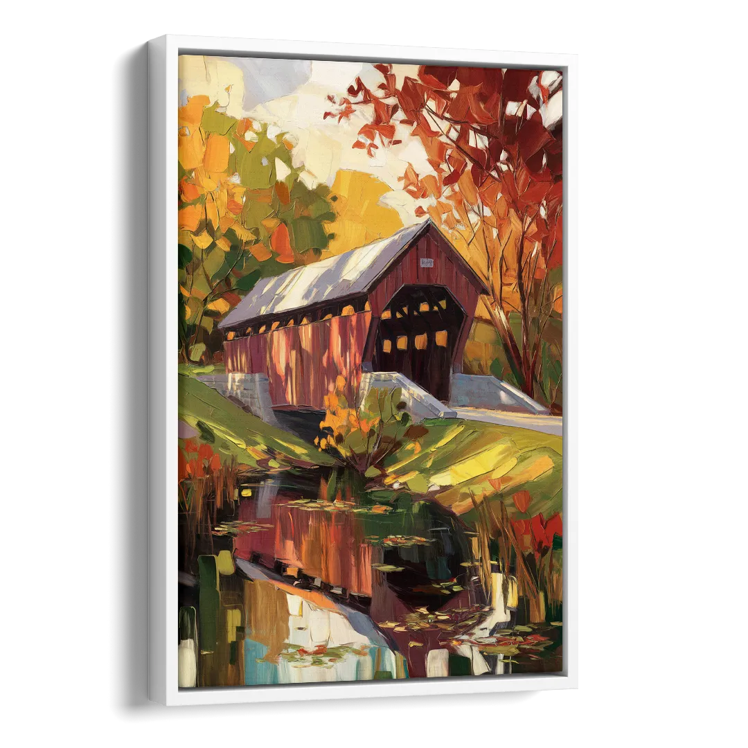 Lancaster Covered Bridges Side - White Canvas Wall Art