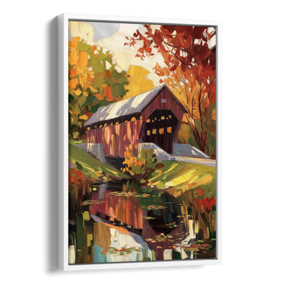 Lancaster Covered Bridges Side - White Canvas Wall Art