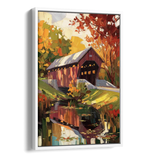 Lancaster Covered Bridges Side - White Canvas Wall Art