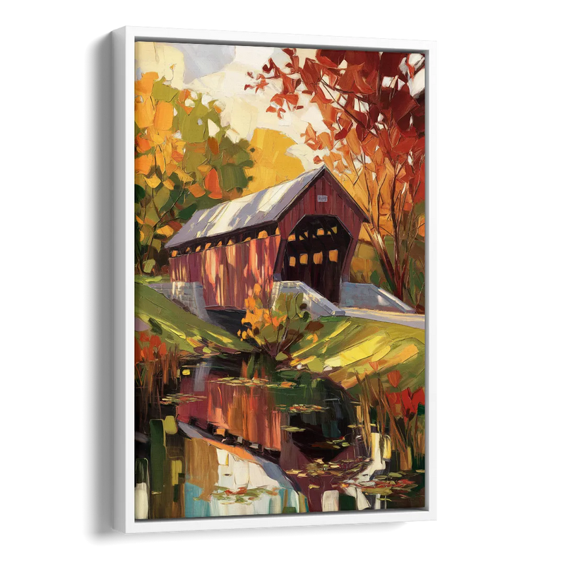 Lancaster Covered Bridges Side - White Canvas Wall Art