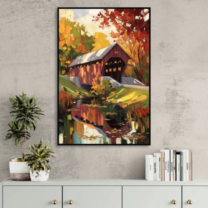 Lancaster Covered Bridges Sitting Room - Black Canvas Wall Art