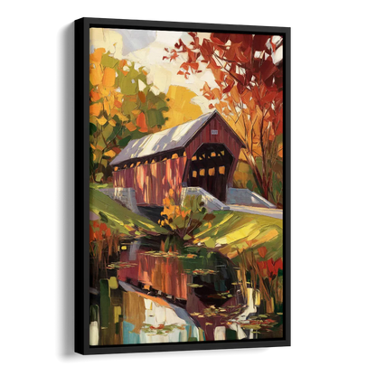 Lancaster Covered Bridges Side - Black Canvas Wall Art