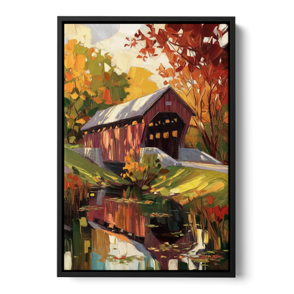 Lancaster Covered Bridges Front - Black Canvas Wall Art