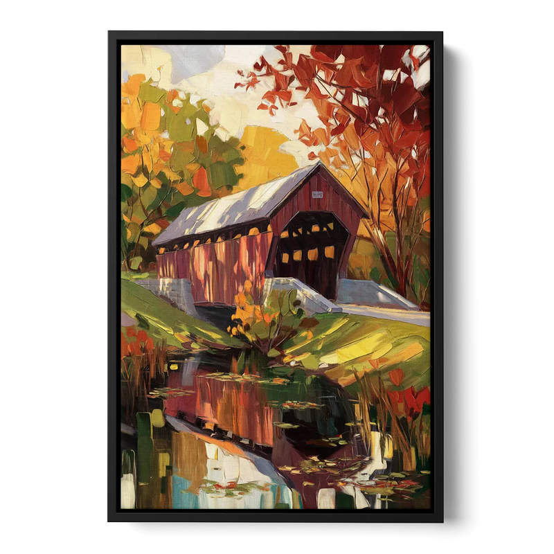 Lancaster Covered Bridges Front - Black Canvas Wall Art