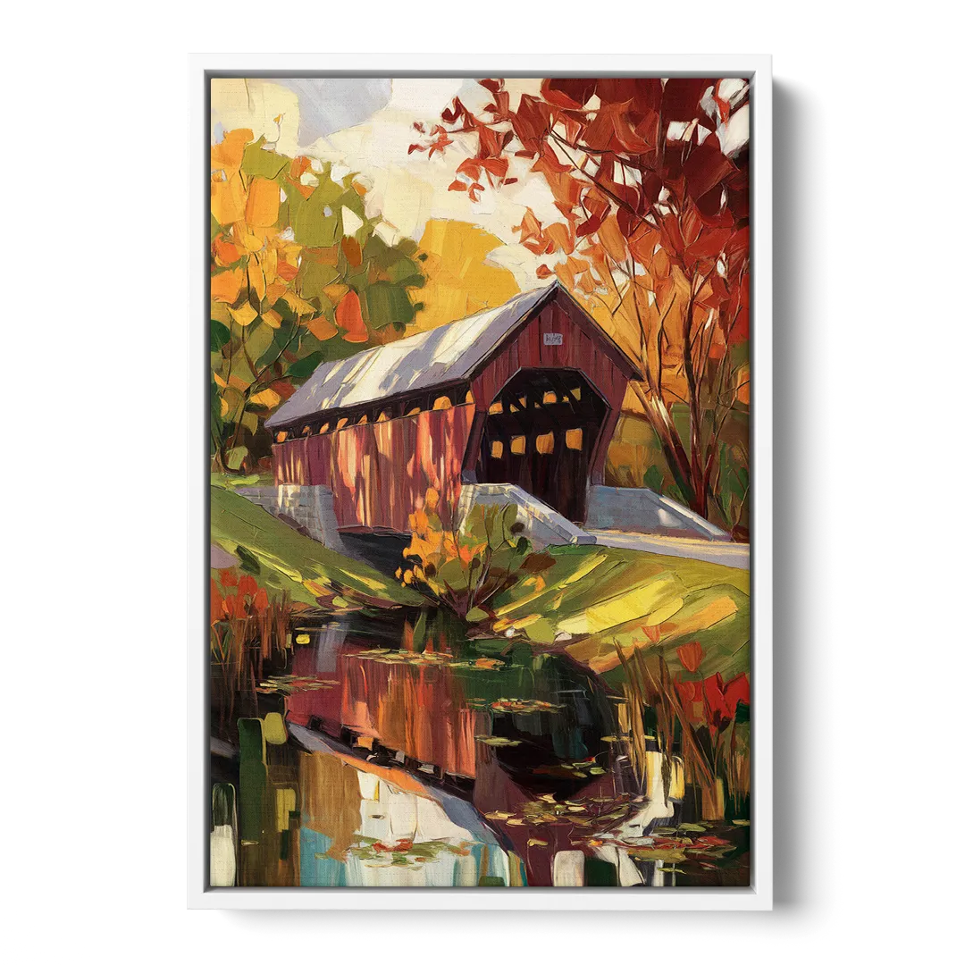 Lancaster Covered Bridges Front - White Canvas Wall Art
