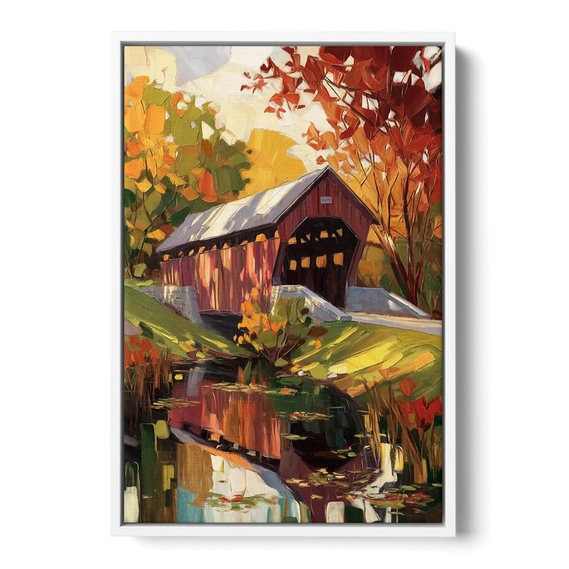 Lancaster Covered Bridges Front - White Canvas Wall Art