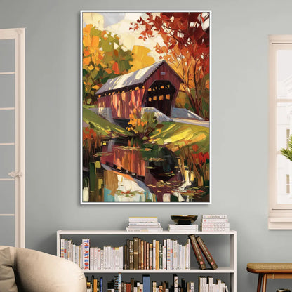Lancaster Covered Bridges Sitting Room - White Canvas Wall Art