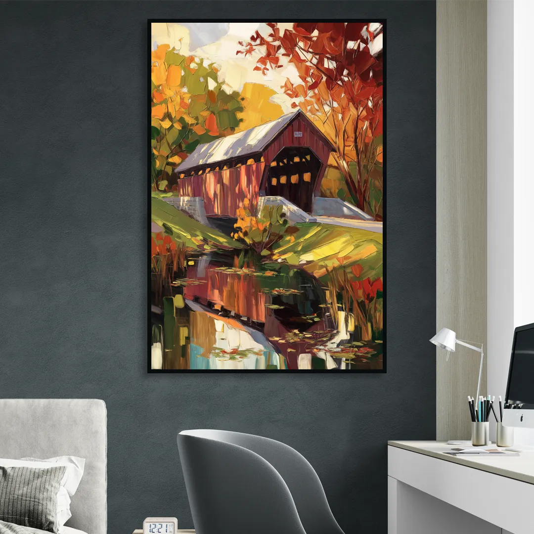 Lancaster Covered Bridges Living Room - Black Canvas Wall Art