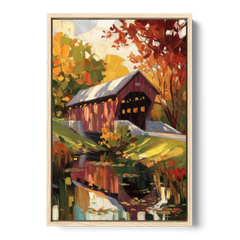 Lancaster Covered Bridges - Oak Framed Canvas Wall Art - Front