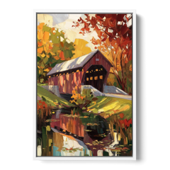 Lancaster Covered Bridges - White Framed Canvas Wall Art - Front