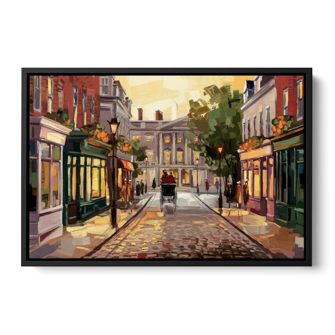 Lancaster Historic Downtown Front - Black Canvas Wall Art