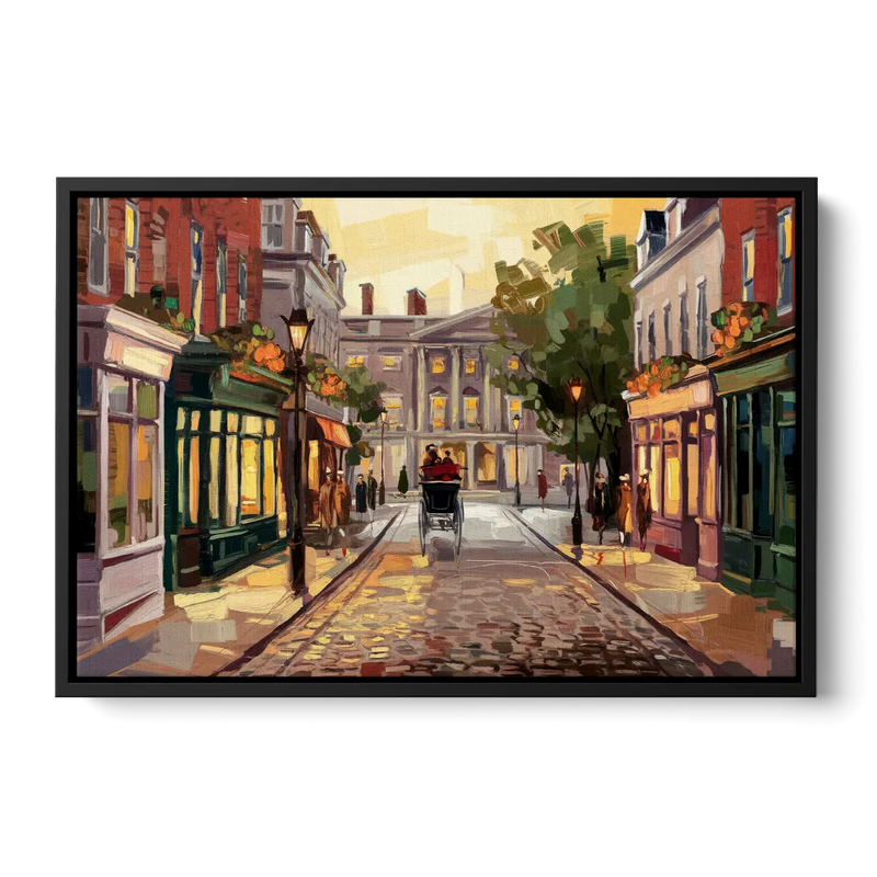 Lancaster Historic Downtown Front - Black Canvas Wall Art