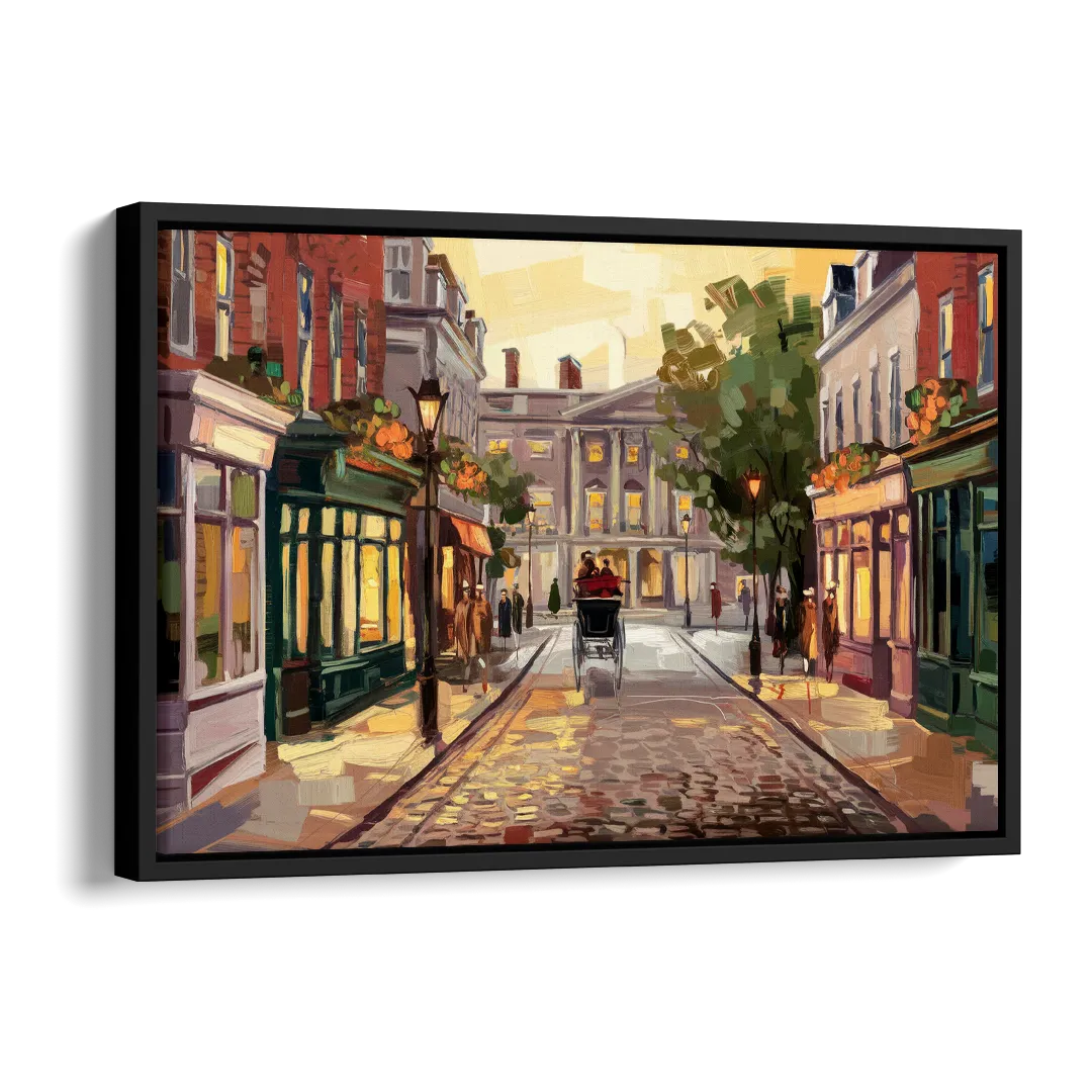 Lancaster Historic Downtown Side - Black Canvas Wall Art