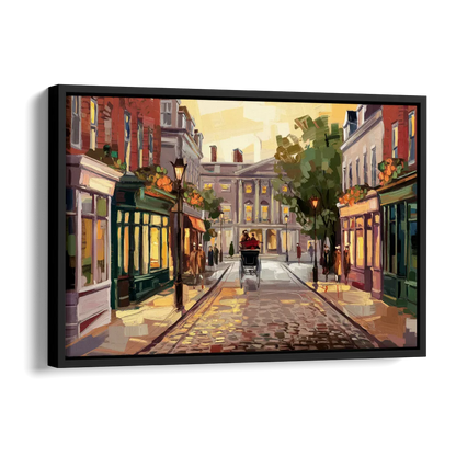 Lancaster Historic Downtown Side - Black Canvas Wall Art