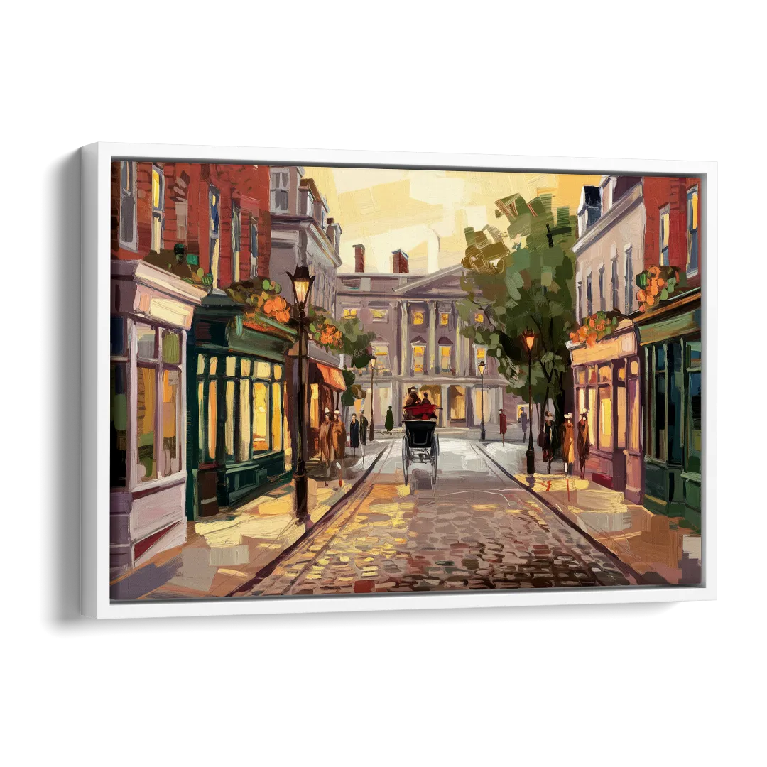 Lancaster Historic Downtown Side - White Canvas Wall Art