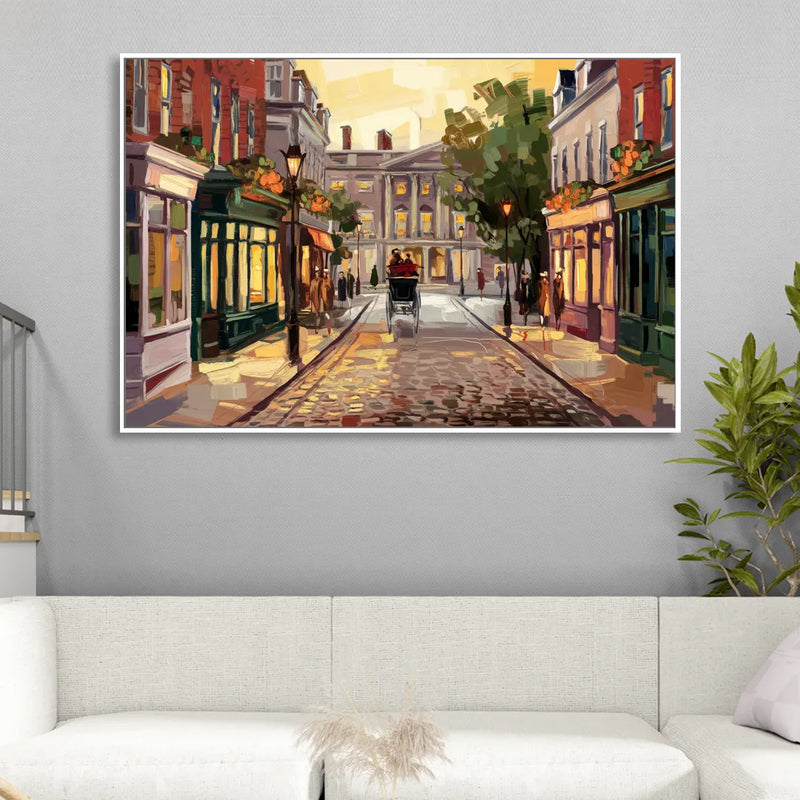 Lancaster Historic Downtown Living Room - White Canvas Wall Art
