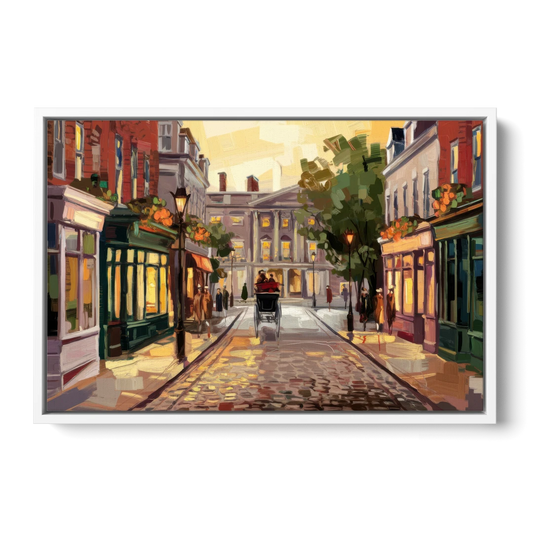 Lancaster Historic Downtown - White Framed Canvas Wall Art - Front