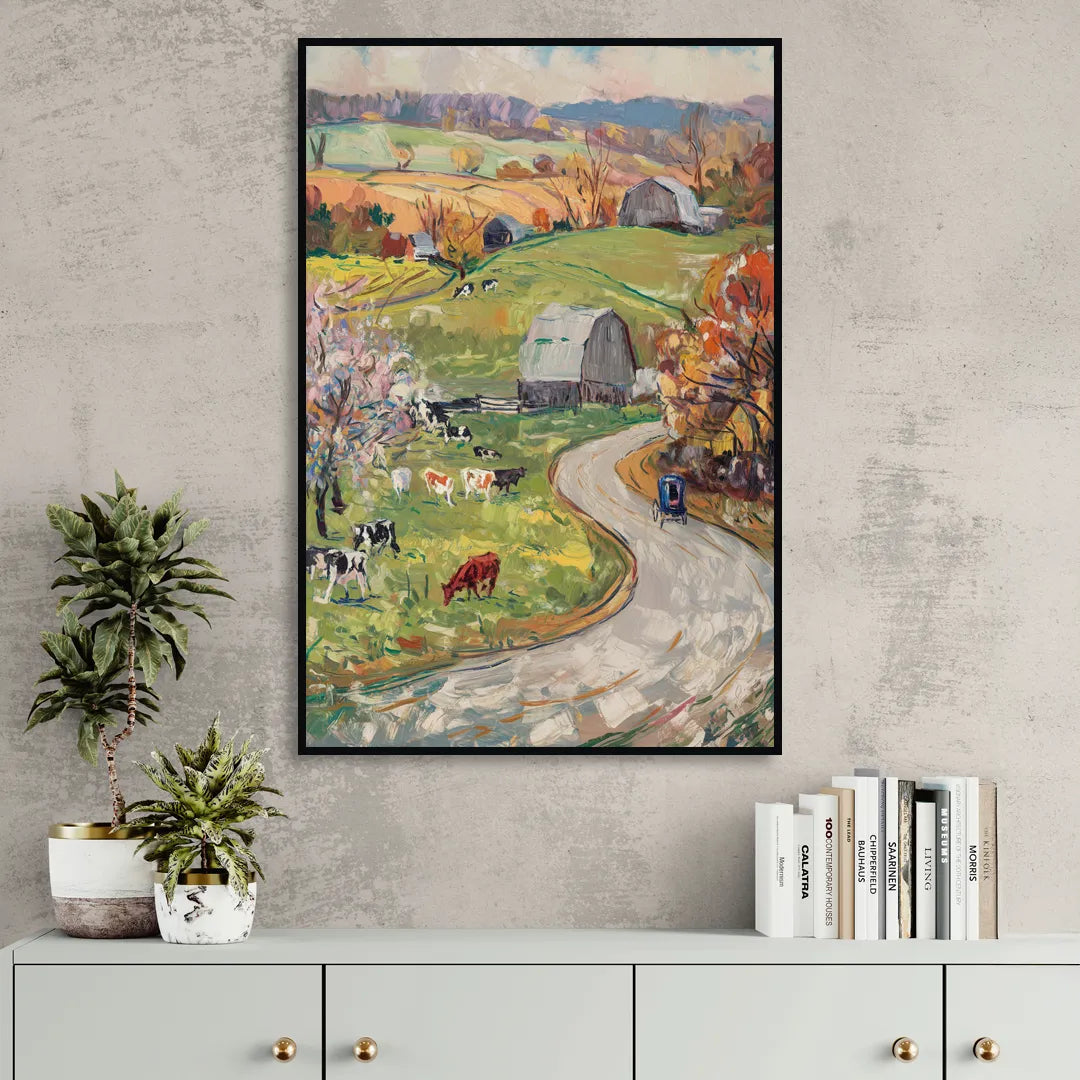 Lancaster PA Seasons Living Room - Black Canvas Wall Art