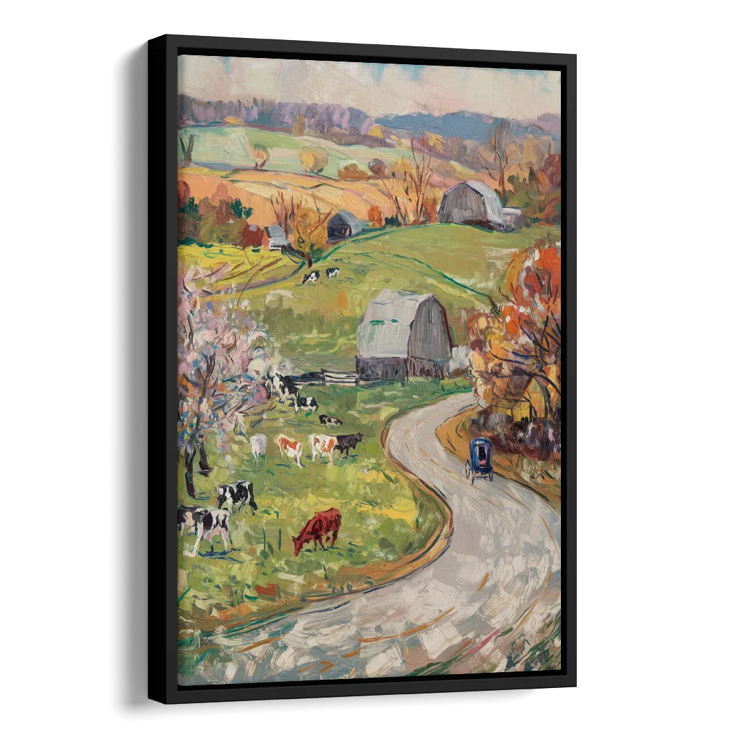 Lancaster PA Seasons Side - Black Canvas Wall Art