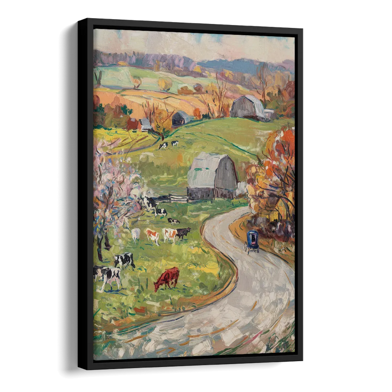 Lancaster PA Seasons Side - Black Canvas Wall Art