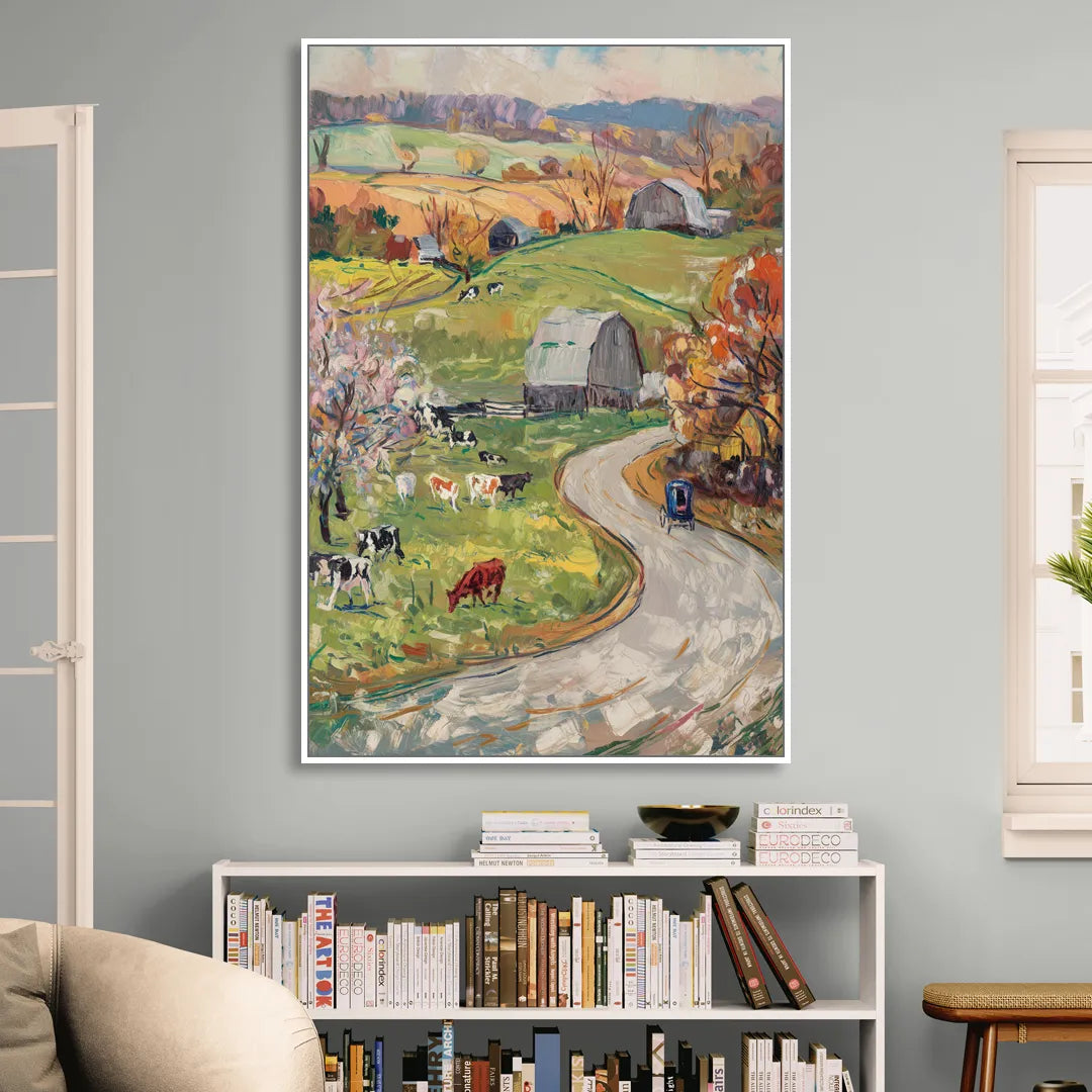 Lancaster PA Seasons Living Room - White Canvas Wall Art