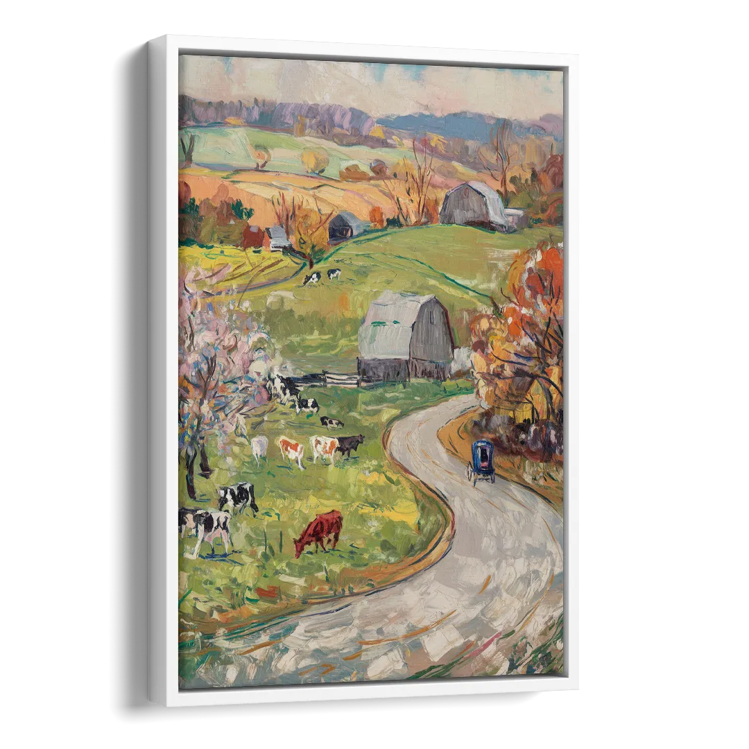 Lancaster PA Seasons Side - White Canvas Wall Art