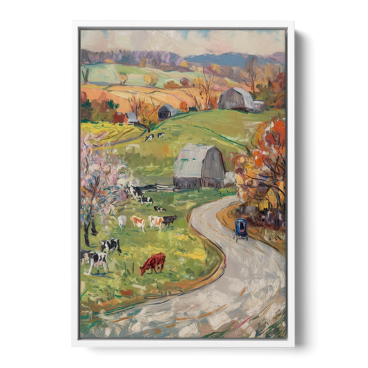 Lancaster PA Seasons - White Framed Canvas Wall Art - Front