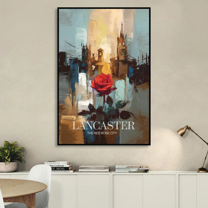 Lancaster Red Rose City Sitting Room - Black Canvas Wall Art