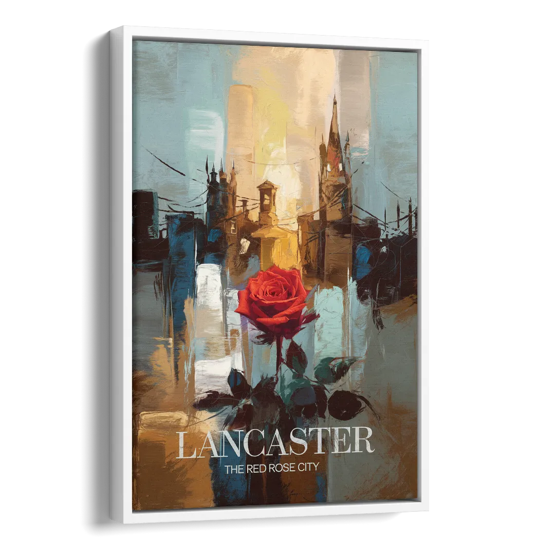 Lancaster Red Rose City Side - White Canvas Wall Art