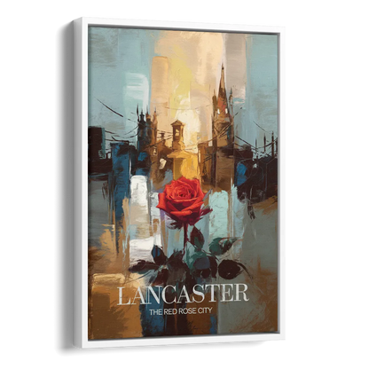 Lancaster Red Rose City Side - White Canvas Wall Art