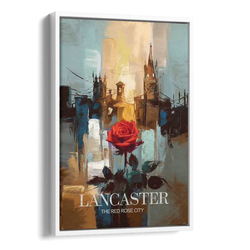 Lancaster Red Rose City Side - White Canvas Wall Art
