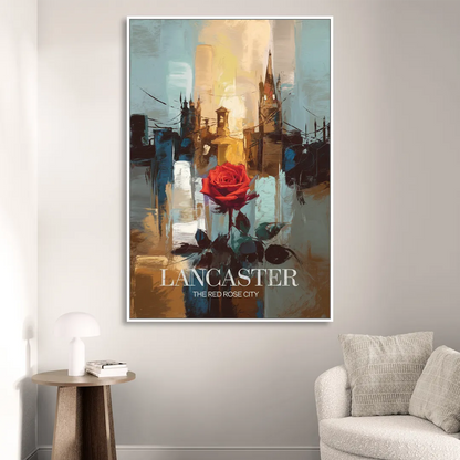 Lancaster Red Rose City Sitting Room - White Canvas Wall Art