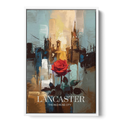 Lancaster Red Rose City Front - White Canvas Wall Art