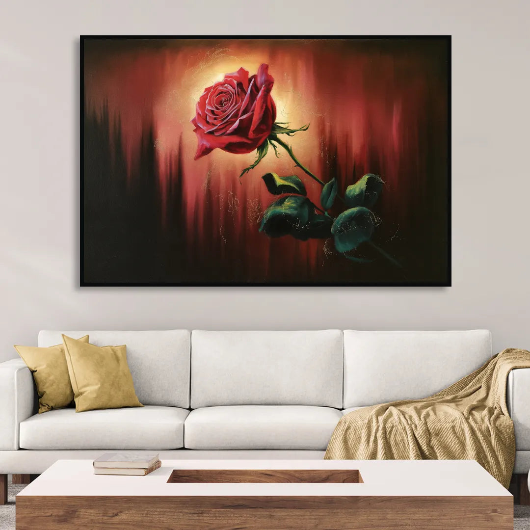 Lancaster Red Rose City Heritage Living Room - Black Canvas Wall Art