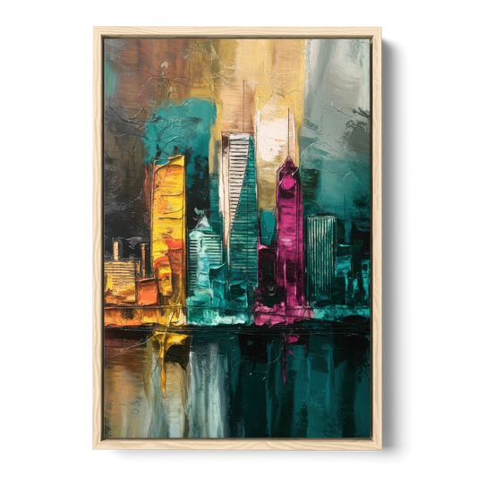 Lancaster Scenic Skyline - Oak Framed Canvas Wall Art - Front