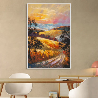 Lancaster Sunset Views Living Room - White Canvas Wall Art
