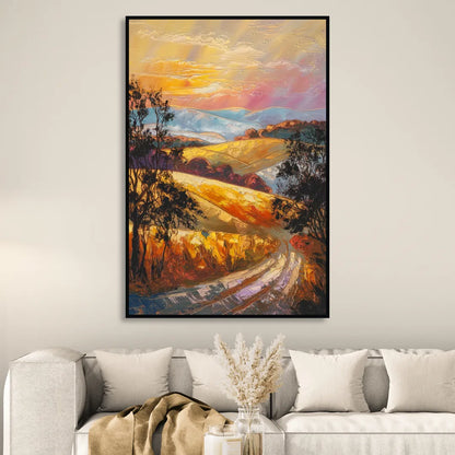 Lancaster Sunset Views Sitting Room - Black Canvas Wall Art