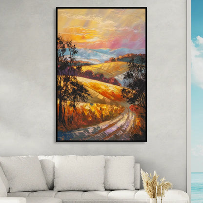 Lancaster Sunset Views Living Room - Black Canvas Wall Art
