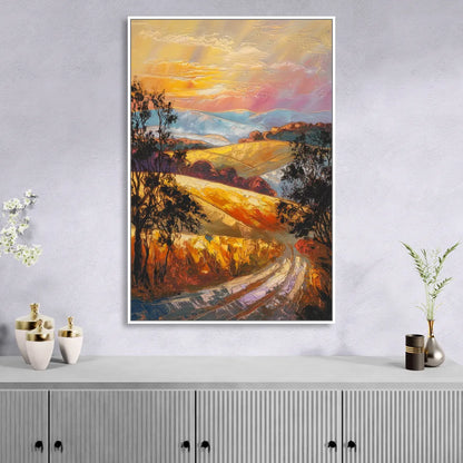 Lancaster Sunset Views Sitting Room - White Canvas Wall Art