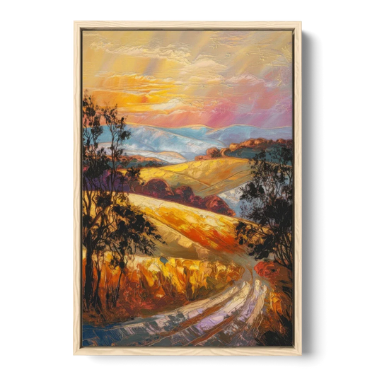 Lancaster Sunset Views - Oak Framed Canvas Wall Art - Front
