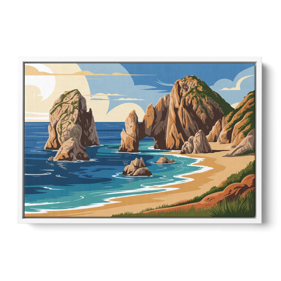 Land’s End Rock Formations Front - White Canvas Wall Art