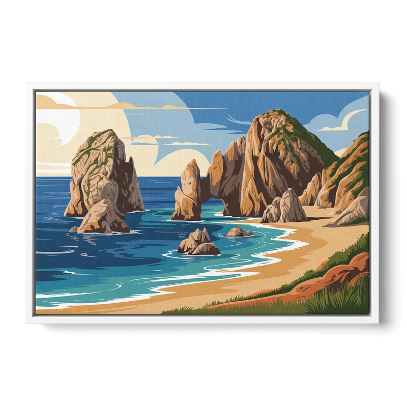 Land’s End Rock Formations Front - White Canvas Wall Art
