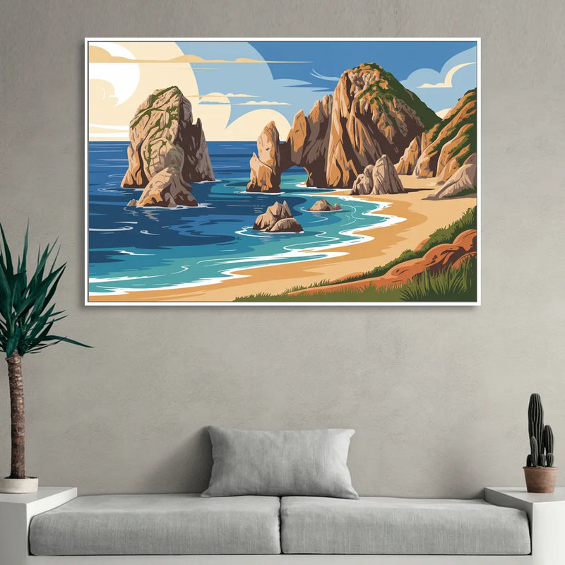 Land’s End Rock Formations Living Room - White Canvas Wall Art